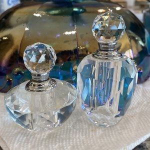 2 Cut faceted Crystal perfume bottles.